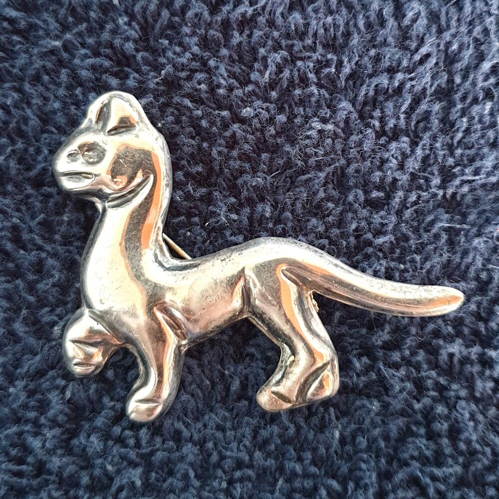Bold & Rare Vintage TAXCO Sterling Silver Cat Statement Brooch – 9.05g, 2" x 1.7